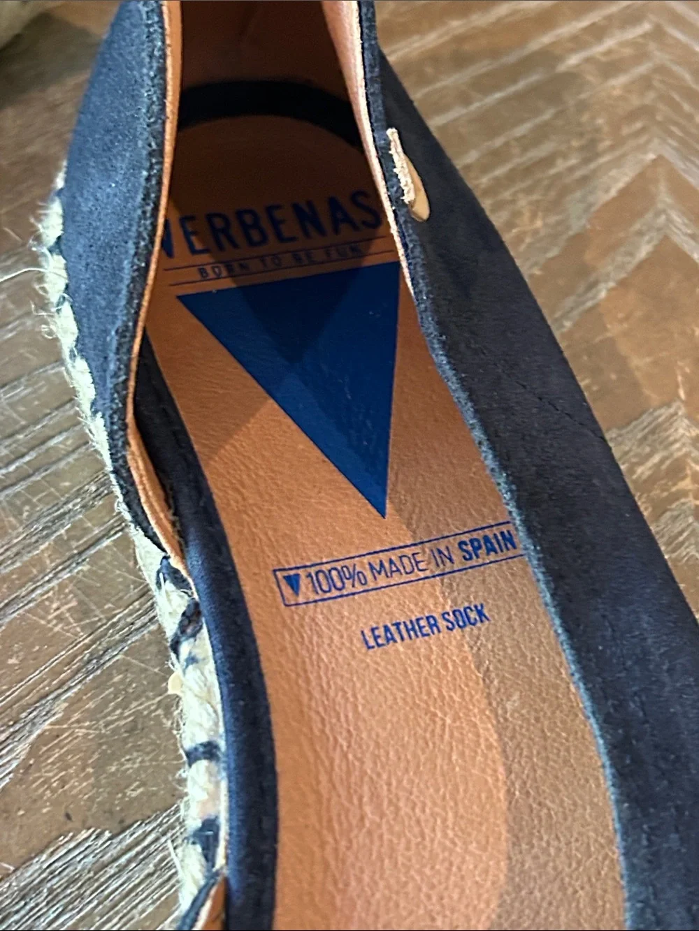 Verbenas Navy Blue Suede Espadrille Peep-Toe Flats Made In Spain size 39 Women